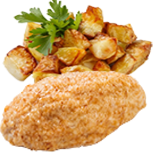 Куриная котлета с жареным картофелем
