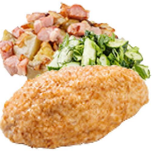 Люля -Кебаб с картофелем по-домашнему и огуречным салатом