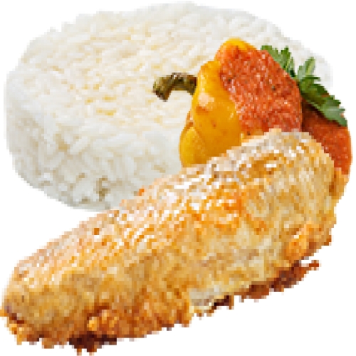 Риба з рисом і перець смажений в маринаді